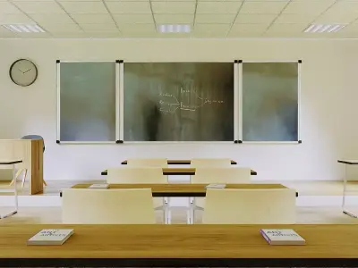 VR Classroom Baked and Corona Max Scene Low-poly 3D model