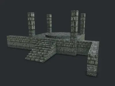 Jungle Stone Altar Environment Game Assets Low-poly 3D model
