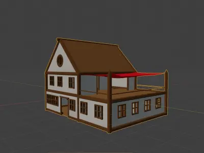 Medieval Low-poly Tavern  Low-poly 3D model