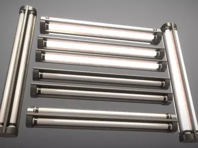 Fluorescent Neon Lamp - Wall-Lamp 3 - High-Poly Version 3D model