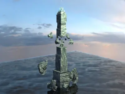 Eldritch Gods obelisk 1 Low-poly 3D model
