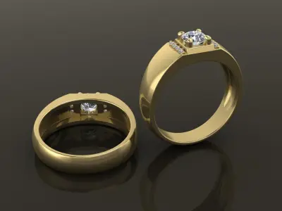 Signet Diamond Rounded Top Ring Mix Size 7-12 3D print model