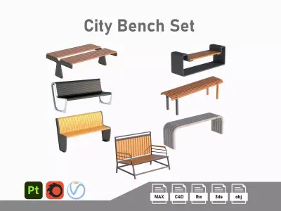 Collection City Bench 01 3D Model Pack