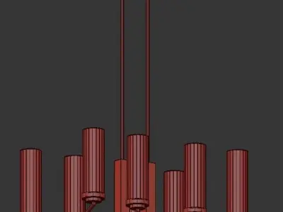 Modern 8 six light chandelier gold 3D model