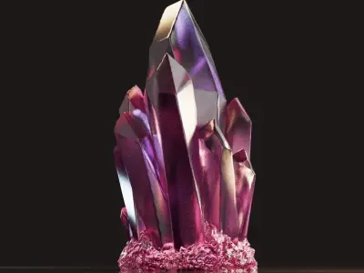 THE CRYSTAL CLUSTER - GEMSTONE - QUARTZ - AMETHYST - ROCK 3D print model