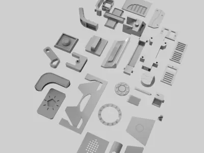 Scifi panel hard surface robo kitbash  3D model