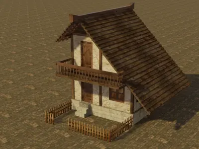 Medieval house 10 Low-poly 3D model
