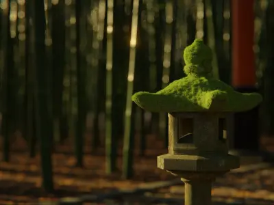 Japanese Bamboo Path 3d Scene 3D model