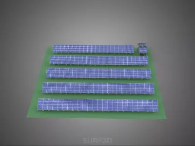 SOLAR PANEL POWER STATION PLANT GENERATION ARRAY ROW FIELD FARM 3D model