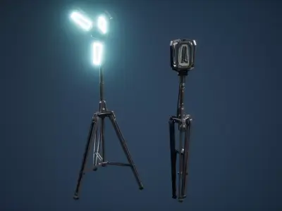Projector Game Ready tripod with two lights Low-poly 3D model