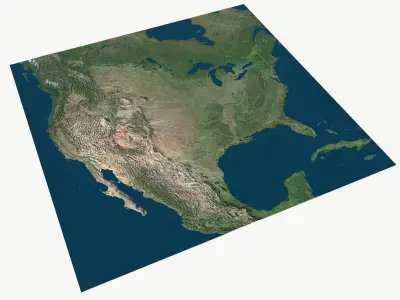  United States of America, Alaska, Hawaii with Canada, Mexico landscape PBR map 