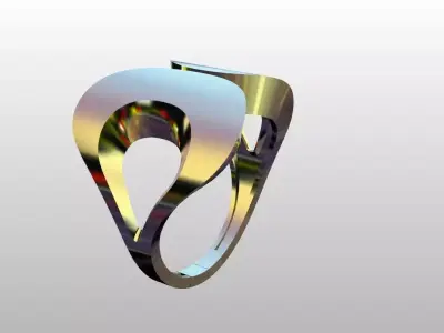 Modern Sculptural Adjustable Ring 3DM STL 3D print model 4