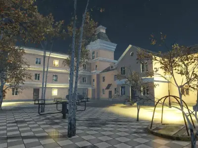 building old with clock tower 3D model
