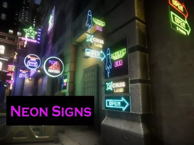 Neon Signs Low-poly 3D model