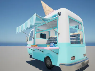 Ice Cream Van Low-poly 3D model
