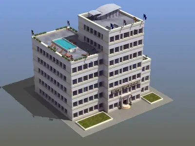 Hotel Full Interior Low-poly 3D model