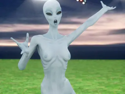 Eben Female Alien with UAP Triangle 3D model