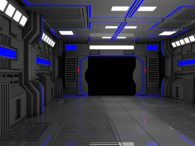Sci Fi Corridor  3D model 2