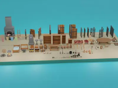 3D Low Poly Medieval Pack Low-poly 3D model