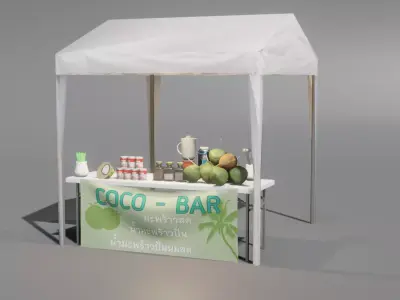 COCONUT-SHOP stand with food and drinks 3D model