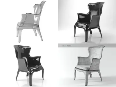 Polycarbonate armchair 3D model