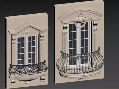European-style window casing 3D model