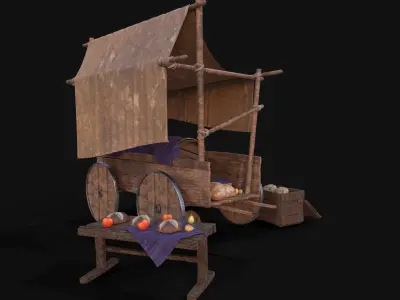 Medieval Stall Low-poly 3D model