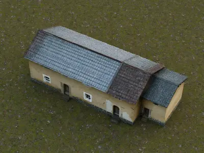 Traditional Chinese rural residence  Low-poly 3D model