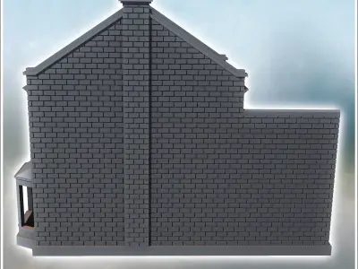 Tiled-roof house with bay window on the ground floor and a large 3D print model get
