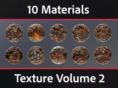 10 Materials Lava Seamless PBR Volume 2 Texture