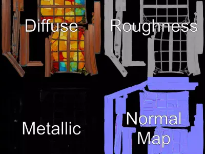Vibrant Stained Glass Window model pack Low-poly 3D model