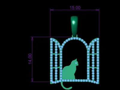 CAT SIT IN WINDOW PENDANT 3D PRINTABLE MODEL 3D print model