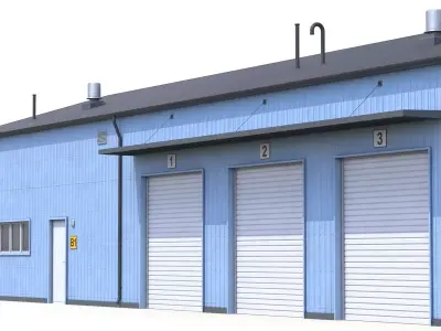 Blue Industrial Building 30 PBR Low-poly 3D model