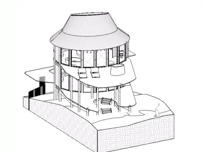 Wood Hotel in Tulum - Revit 21 -OBJ Low-poly 3D model