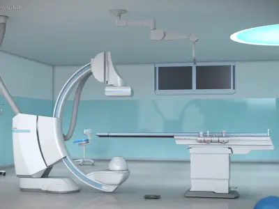  Integrated X-Ray Imaging System with Table and Overhead Screens White 