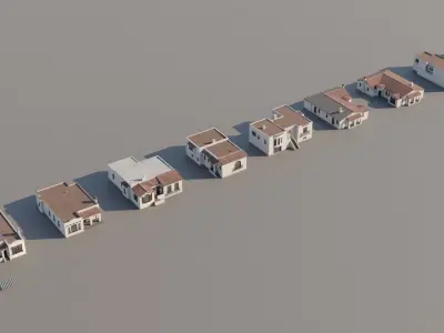 Spanish Revival - US West Coast California Buildings Low-poly 3D model