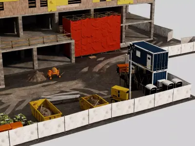 Multi Story Construction Tower Crane Site 3D Model  Low-poly 3D model