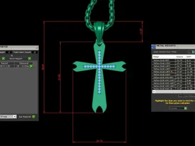 High Cross Pendant Light Gold 18K 3CP017 3D print model