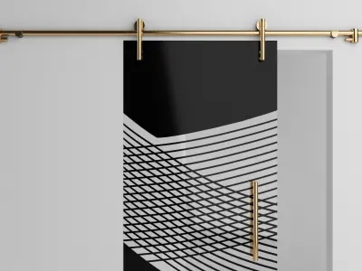 Glass Sliding Door Pulley Gold Low-poly 3D model