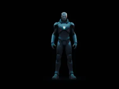  Sci-Fi Warrior Low-poly 3D model