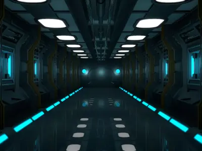 Sci Fi Corridor 3D model 39