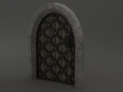 Medieval Door Cross Steel Door 3D Model Low-poly 3D model