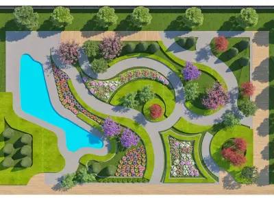 Botanical Swirl Garden 3D Model Low-poly 3D model