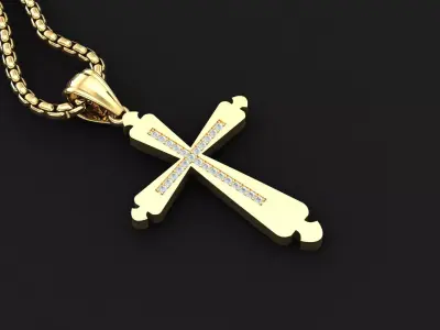 High Cross Pendant Light Gold 18K 3CP023 3D print model