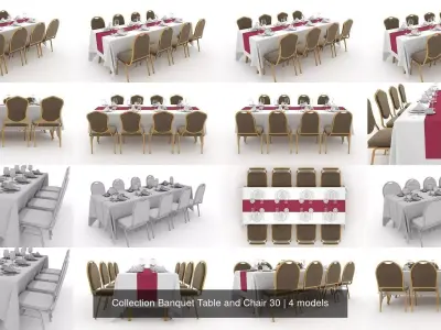 Collection Banquet Table and Chair 30 3D Model Pack