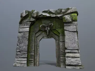 old gate Low-poly 3D model 2