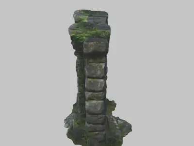 Dark Fantasy Medieval Wall Door Low-poly 3D model