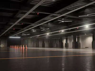 Modern Underground Parking Garage-Parking lot- 3D Model-Scene 3D model