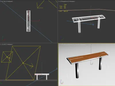 Bench made of wood and metal 3D model