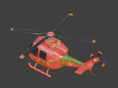 Stylized Christmas Helicopter 3D Model Low-poly 3D model